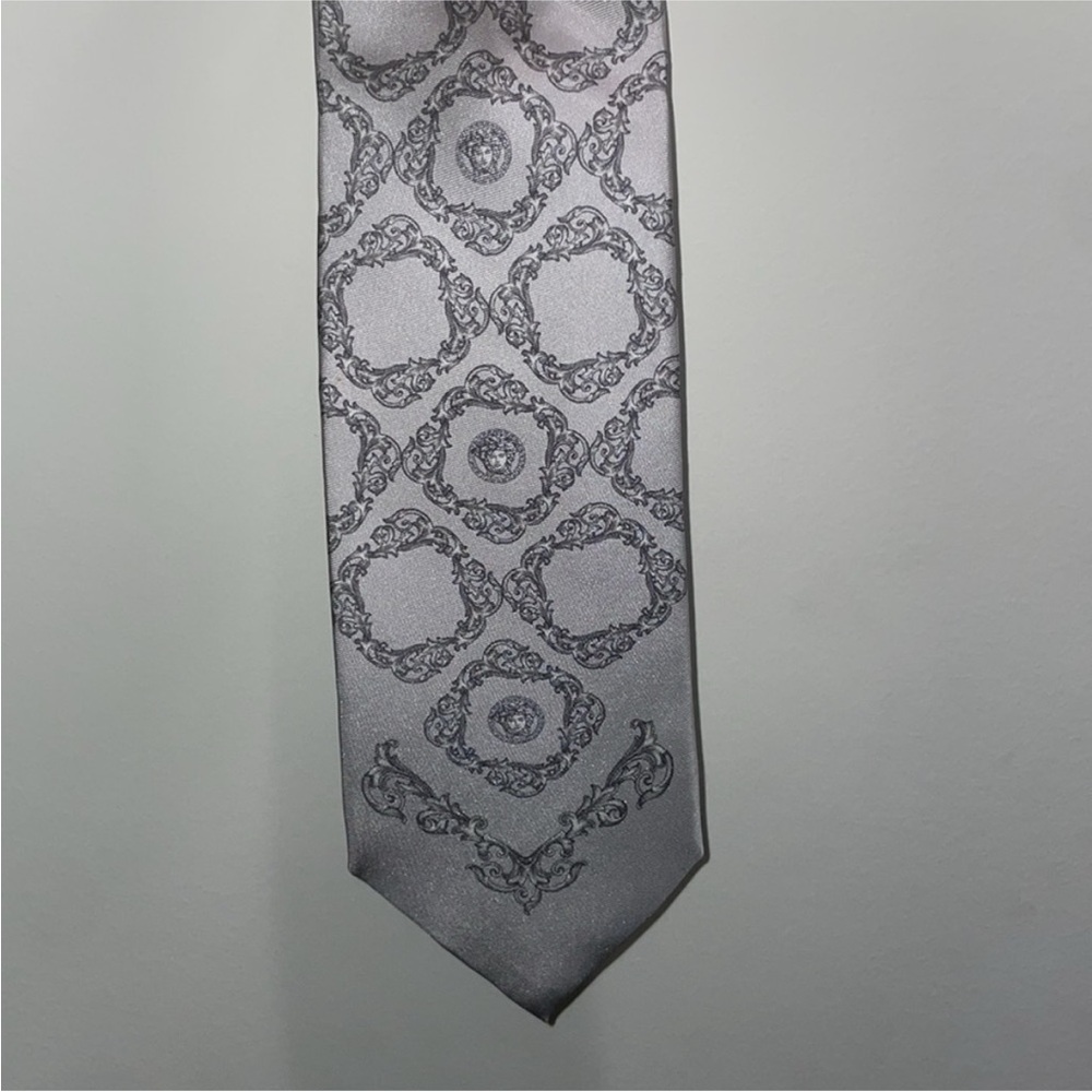 Versace gray 100% silk tie